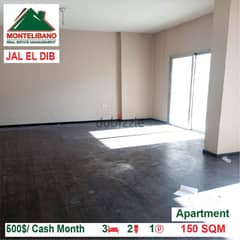 500$/Cash Month!! Apartment for rent in Jal El Dib!!