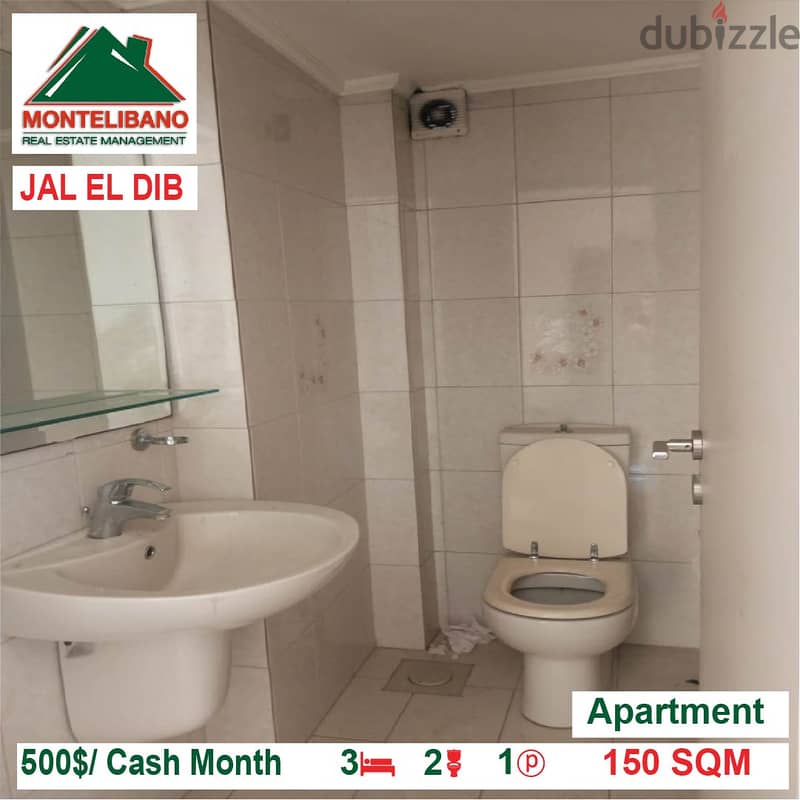 500$/Cash Month!! Apartment for rent in Jal El Dib!! 3