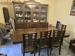Dinning table for 8 with its Chairs and Vitrine very good quality wood