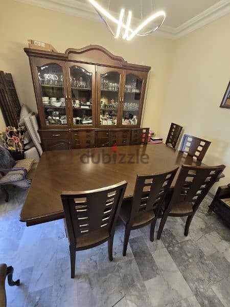 Dinning table for 8 with its Chairs and Vitrine very good quality wood 3