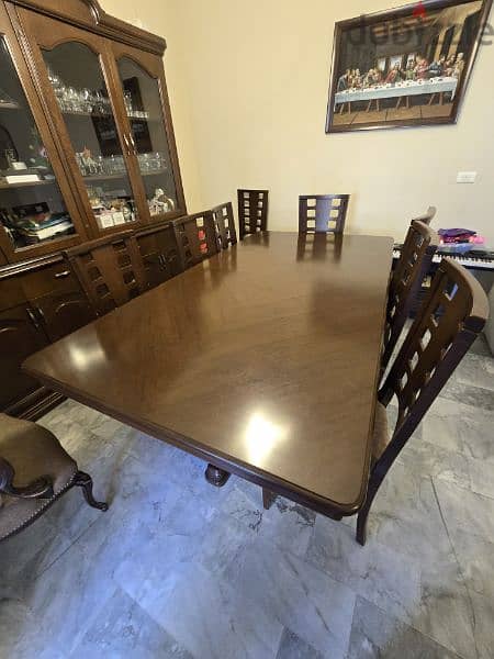Dinning table for 8 with its Chairs and Vitrine very good quality wood 4