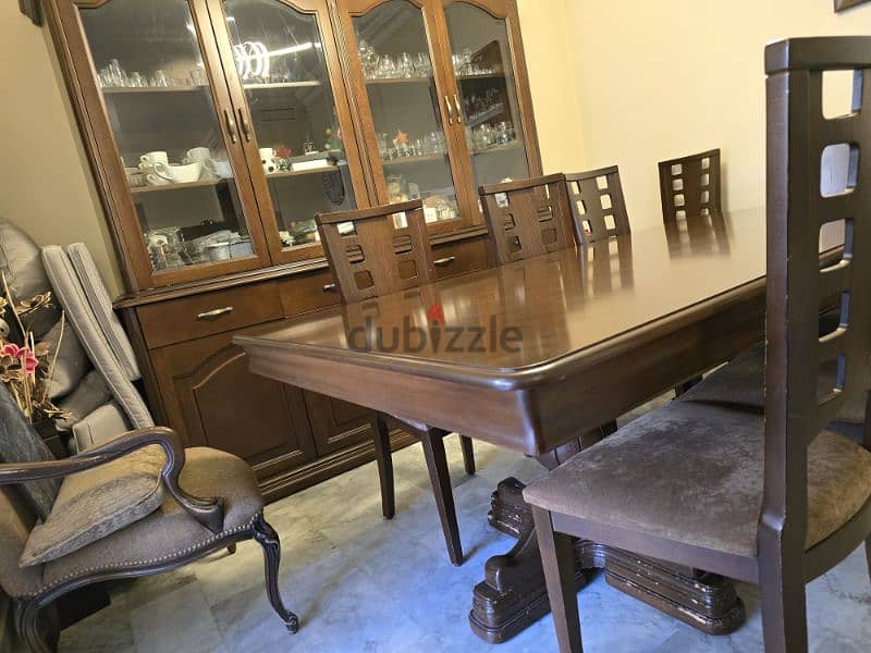 Dinning table for 8 with its Chairs and Vitrine very good quality wood 6