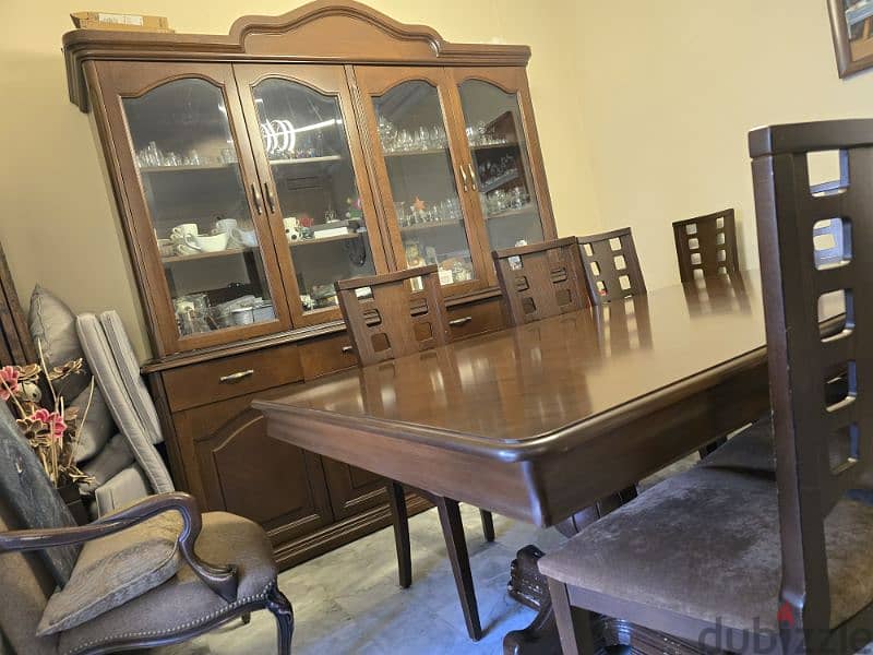 Dinning table for 8 with its Chairs and Vitrine very good quality wood 7