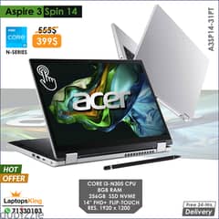 ACER ASPIRE 3 SPIN 14 CPU N-SERIES FHD PLUS | FLIP/TOUCH 2in1 LAPTOP 0