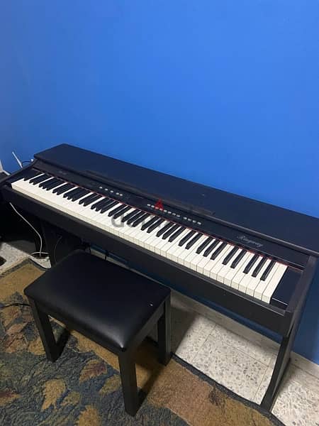 wooden electric Piano, with bench and peddles, used like new . 2
