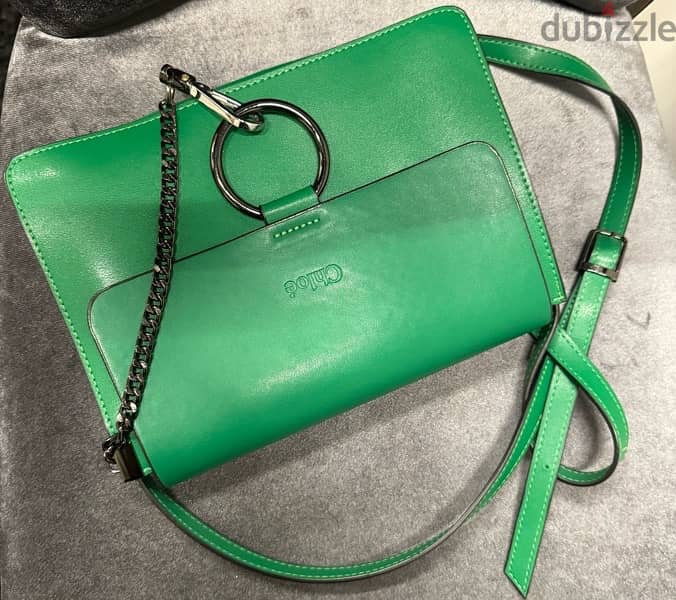 chloe wbag for women,  showlder bag green color 12