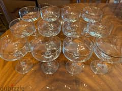 set  12 crystal champagne glasses/ set 12 crys cordial glass/ set 4
