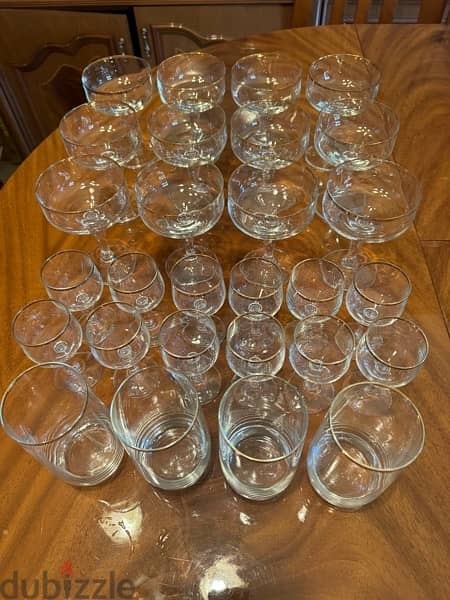 set  12 crystal champagne glasses/ set 12 crys cordial glass/ set 4 3