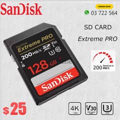 SanDisk SD CARD 128GB 200MB/s V30 U3