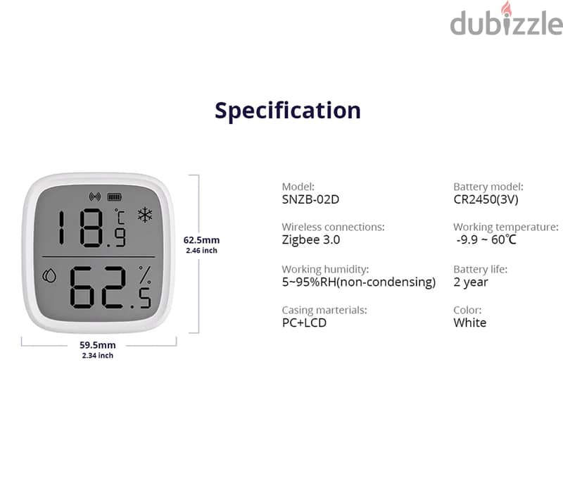 SONOFF Zigbee LCD Smart Temperature Humidity Sensor | SNZB-02D 2