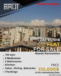 Prime location 135sqm apartment in Jal El Dib