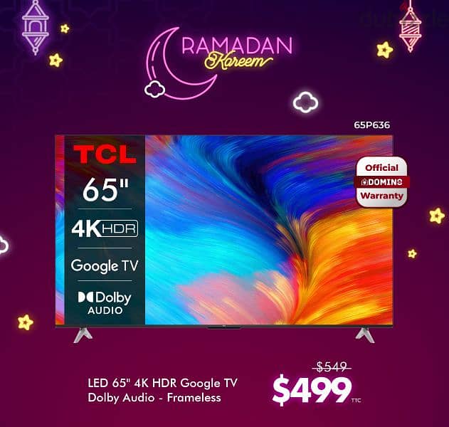 TCL 65" 4K UHD Smart TV 0