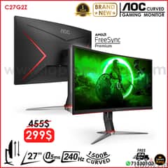 AOC 27-INCH GAMING CURVED MONITOR FULL-HD 240HZ 0.5MS 1500R