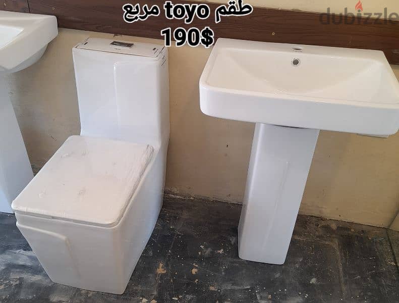 طقم حمام(مغسلة بعامود)bathroom toilet sets(sink and toilet seat) 1