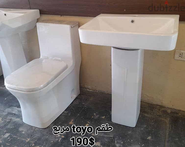 طقم حمام(مغسلة بعامود)bathroom toilet sets(sink and toilet seat) 2
