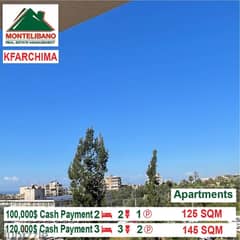 100,000$!! Apartment for sale located in Kfarchima