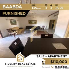 Apartment for sale in Baabda Wadi Chahrour furnished JS25