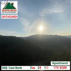 500$!! Apartment for rent located in Daychounieh- Mansourieh