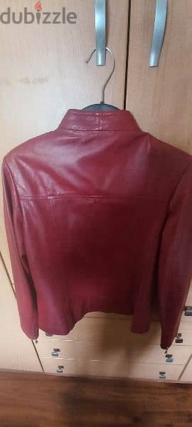 jacket real leather red color slim 1
