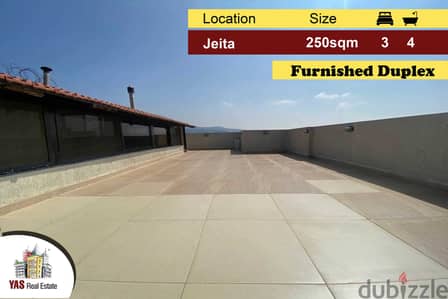 Jeita 250m2 | 40m2 Terrace | Duplex | Furnished | Decorated | MY |