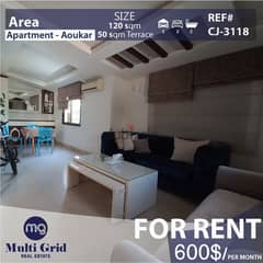 Apartment for Rent in Aoukar , شقة للإيجار في عوكر 0