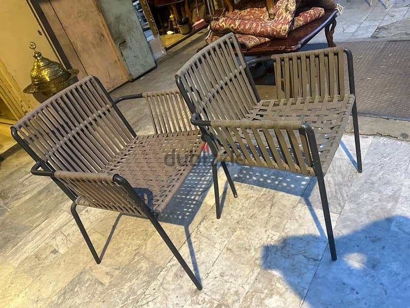 6 chairs kettalكراسي عدد ٦ هيكل حديد و قماش تصميم رائع كرسي مريح حديد 1