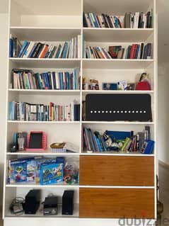 Book shelf perfect condition with sliding wooden cabinet in lower shel 0