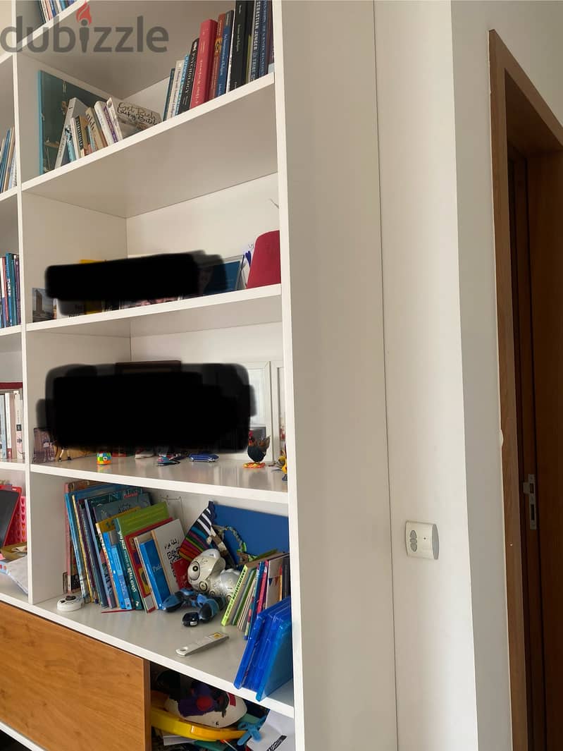 Book shelf perfect condition with sliding wooden cabinet in lower shel 2