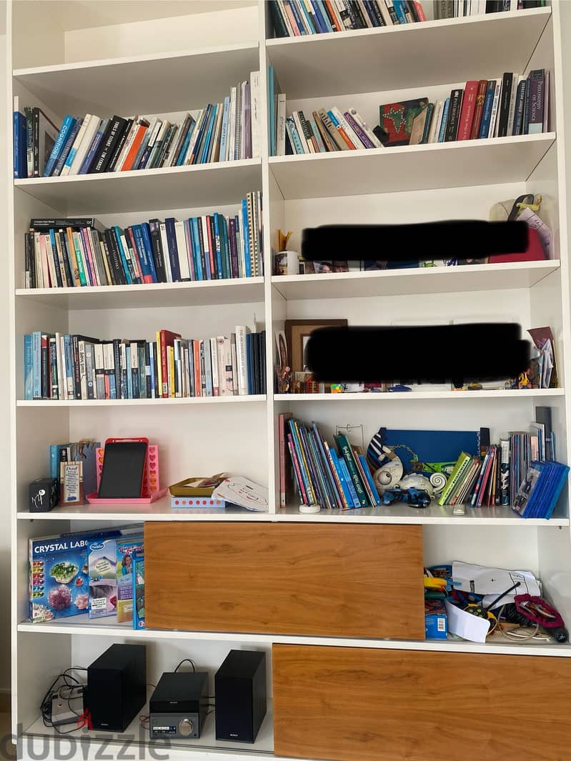 Book shelf perfect condition with sliding wooden cabinet in lower shel 3