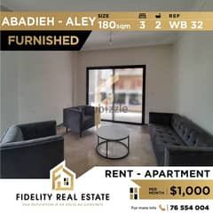 Furnished apartment for rent in Aley Abadieh WB32 0