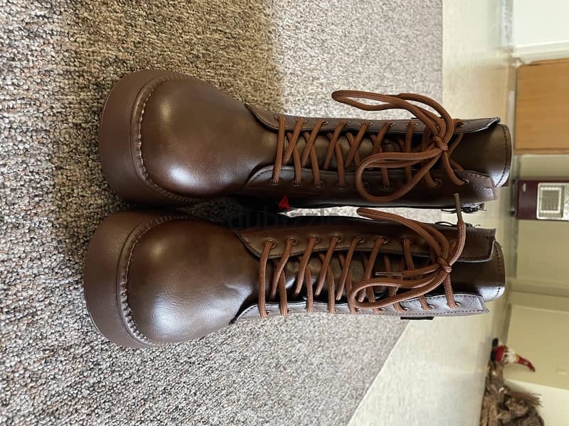 Brown Leather Boots Size 38 1