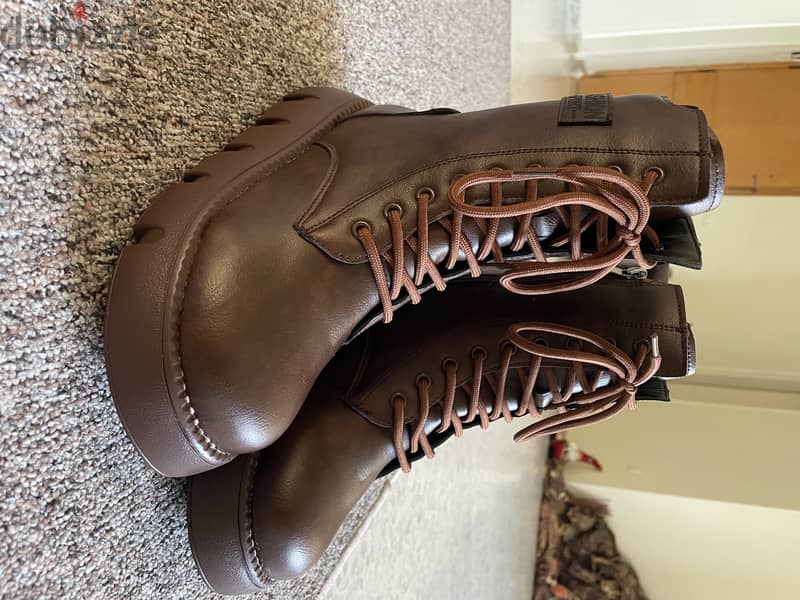 Brown Leather Boots Size 38 3