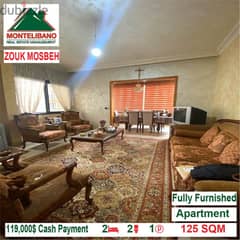 119,000$ Cash Payment!! Apartment for sale in Zouk Mosbeh!!