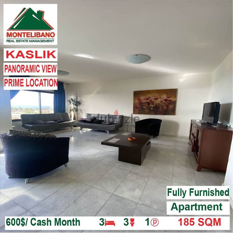 600$/Cash Month!! Apartment for rent in Kaslik!! 1