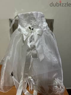 newborn baptism set dress with blazer and hat طقم عمادة