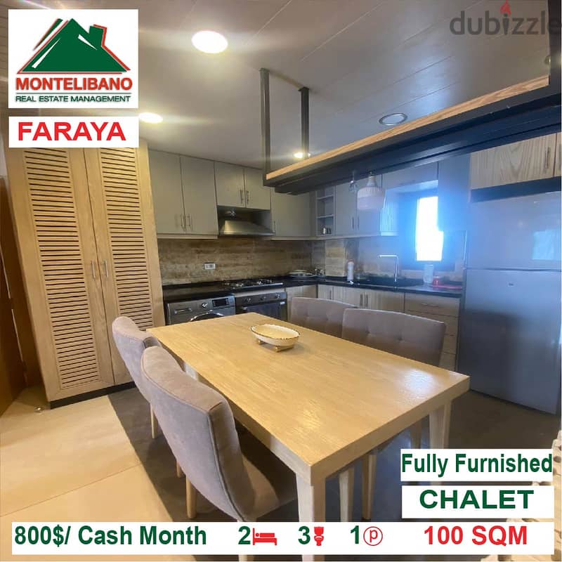 800$/Cash Month!! Chalet for rent in Faraya!! 3