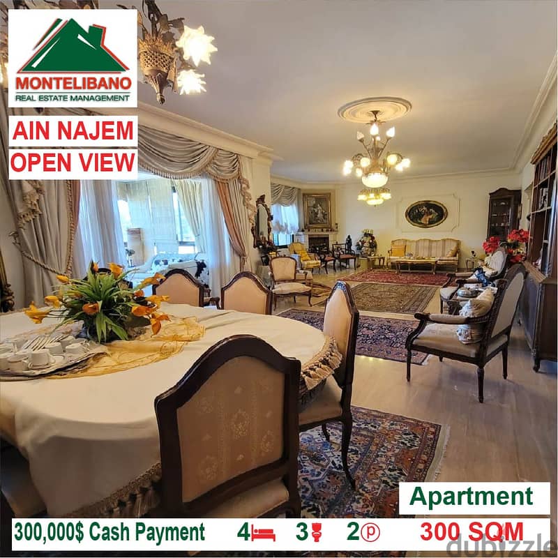 300,000$ Cash Payment!! Apartment for sale in Ain Najem!! 1