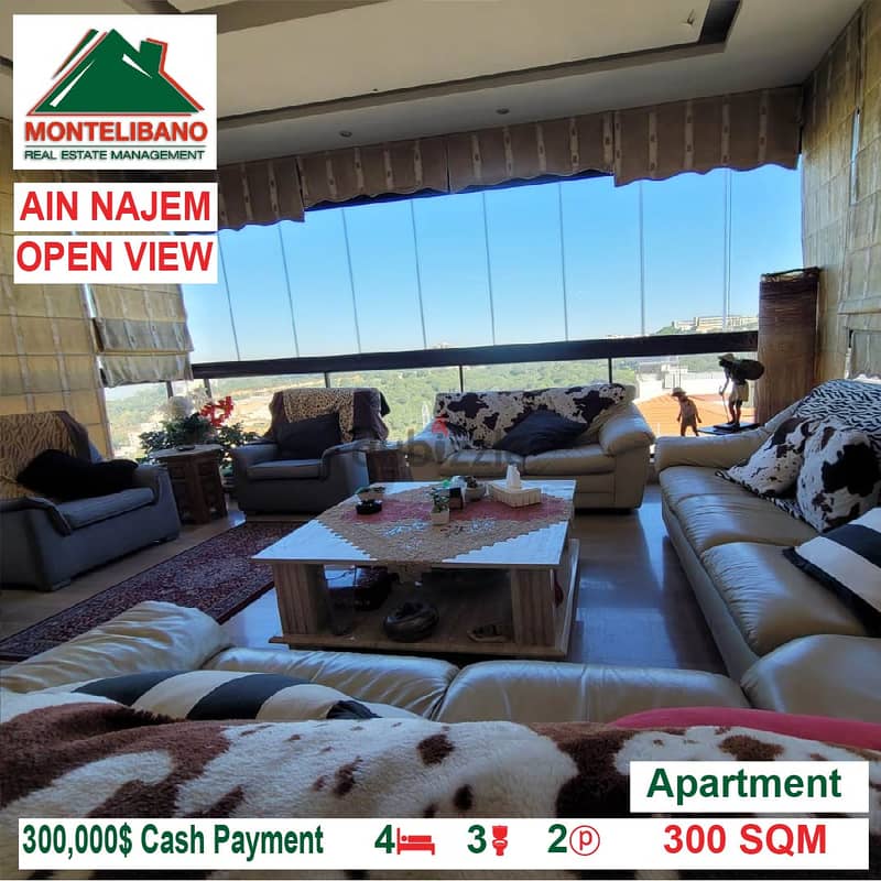 300,000$ Cash Payment!! Apartment for sale in Ain Najem!! 3