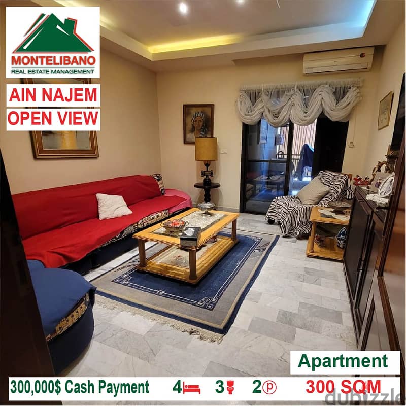 300,000$ Cash Payment!! Apartment for sale in Ain Najem!! 4