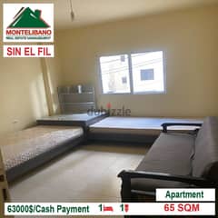 63000$!!Apartment for sale located in Sin El Fil