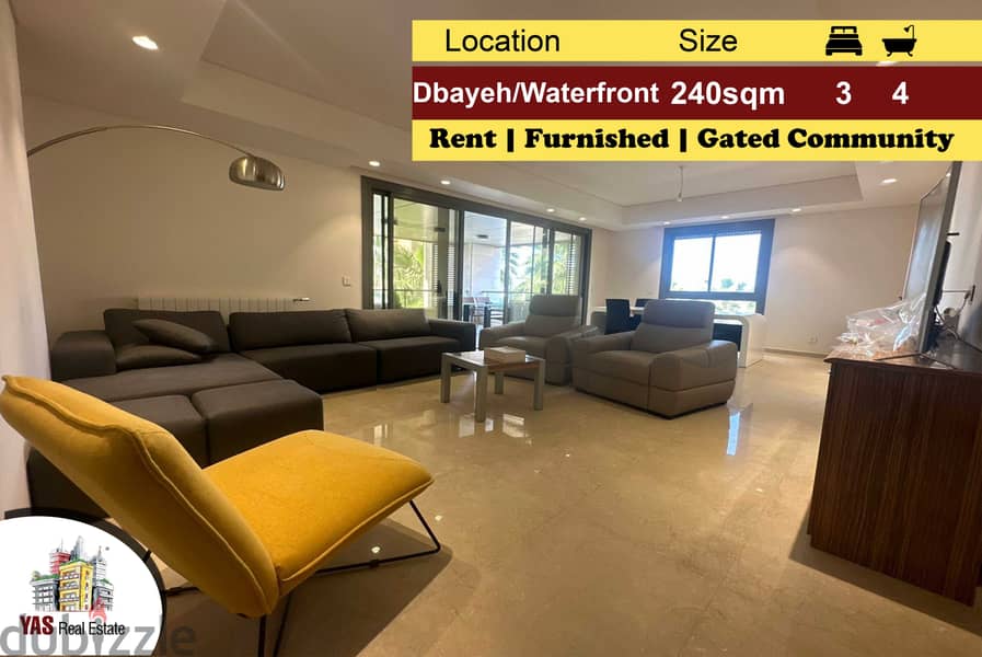 Dbayeh/Waterfront 240m2 | Rent | Furnished | Gated Community | MJ | 0