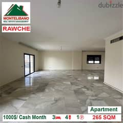 1000$/Cash Month!! Apartment for rent in Rawche!!