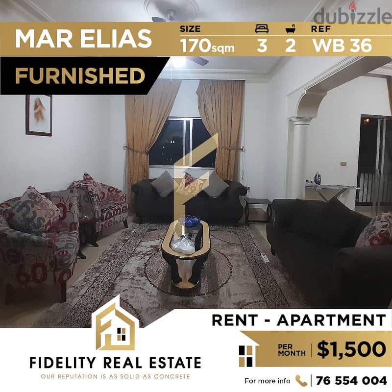 Furnished apartment for rent in Mar elias WB36 0