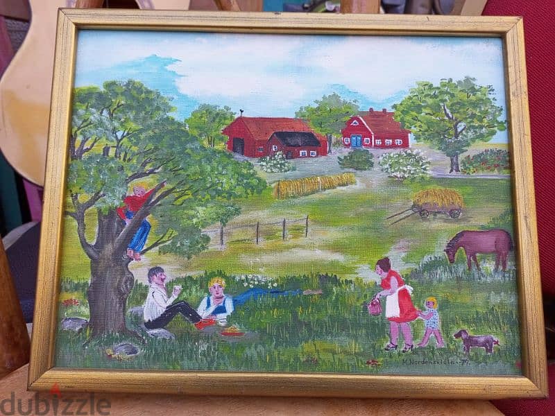 لوحات رسم يد زيتي اوروبي سعر اللوحة الواحدة  مئة دولار 9