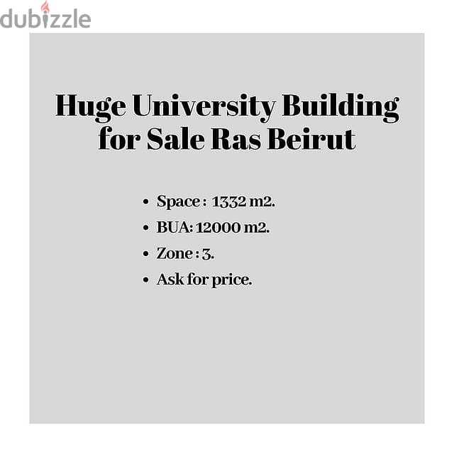 Rare Opportunity! Huge University For Sale in Ras Beirut 1