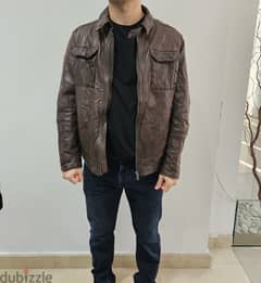 MASSIMO DUTTI Genuine Leather Jacket for Men Size Large