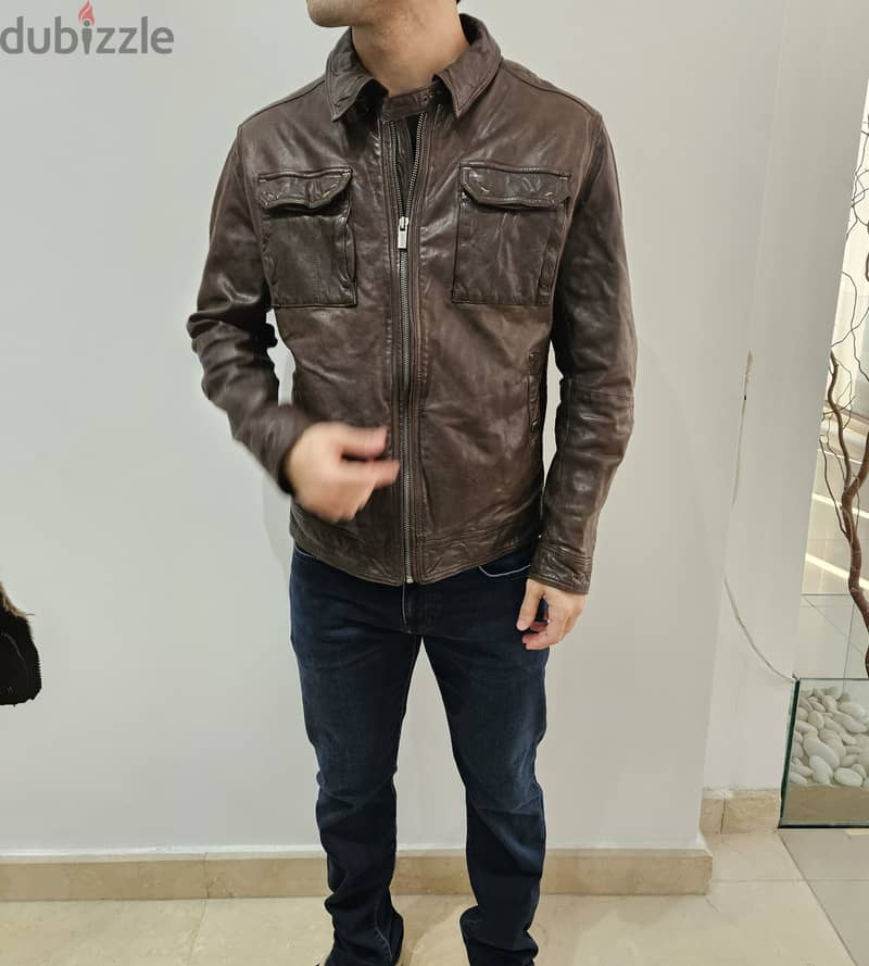 MASSIMO DUTTI Genuine Leather Jacket for Men Size Large 1