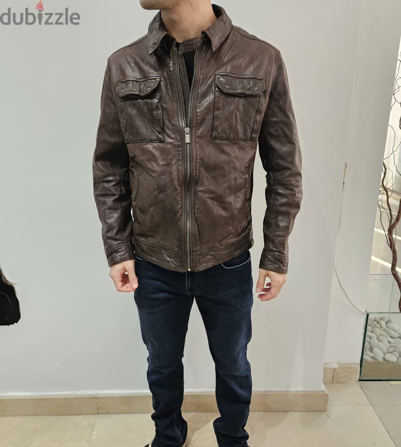 MASSIMO DUTTI Genuine Leather Jacket for Men Size Large 2