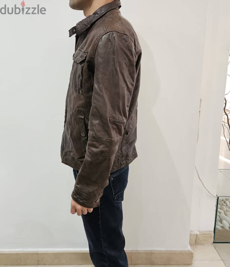 MASSIMO DUTTI Genuine Leather Jacket for Men Size Large 3
