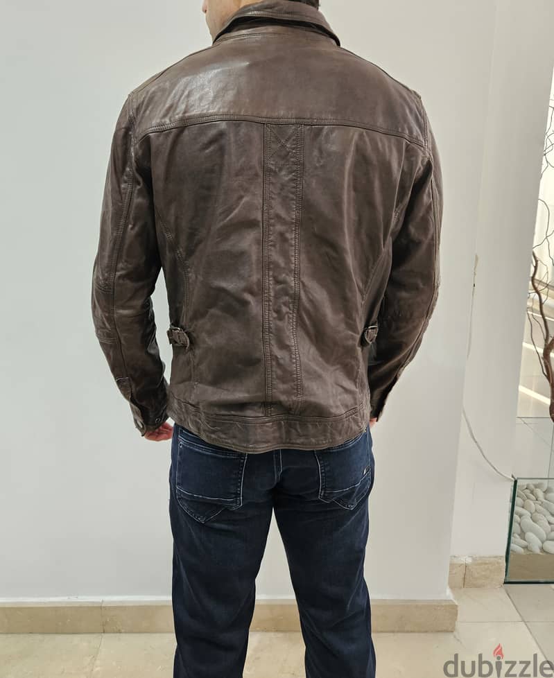 MASSIMO DUTTI Genuine Leather Jacket for Men Size Large 4